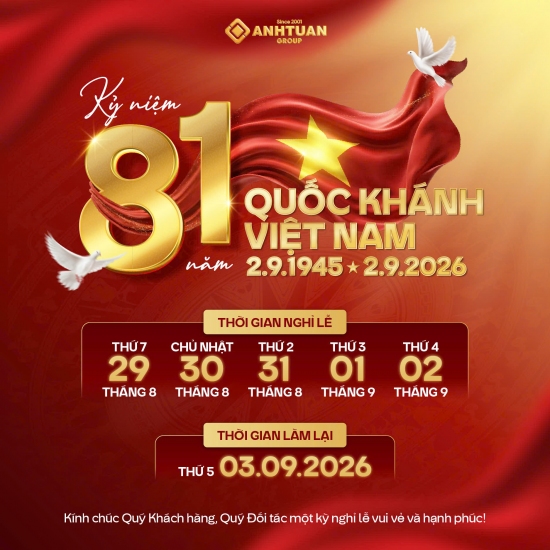 THÔNG BÁO LỊCH NGHỈ LỄ QUỐC KHÁNH 2/9/2026